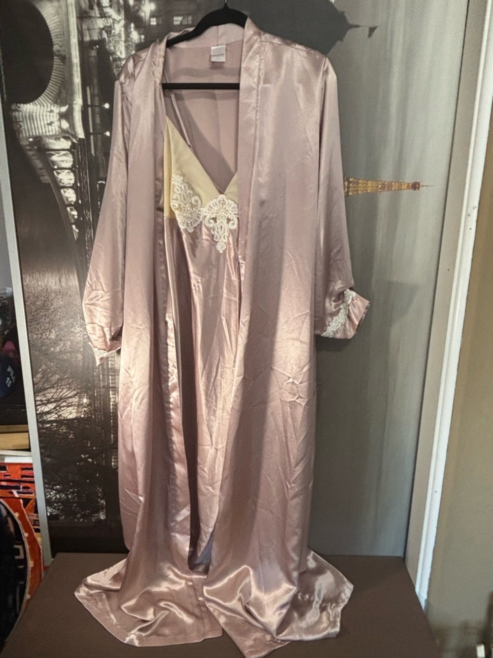 Vintage Giligan and O’Malley chemise and robe set in mauve beaded lace